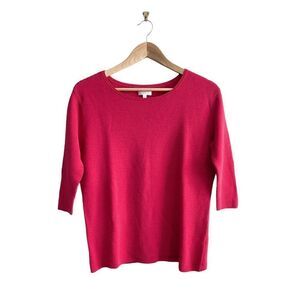 Wilfred Sweater Linen Blend Red Women's XS 3/4 Sleeves Horizontal Ribbing